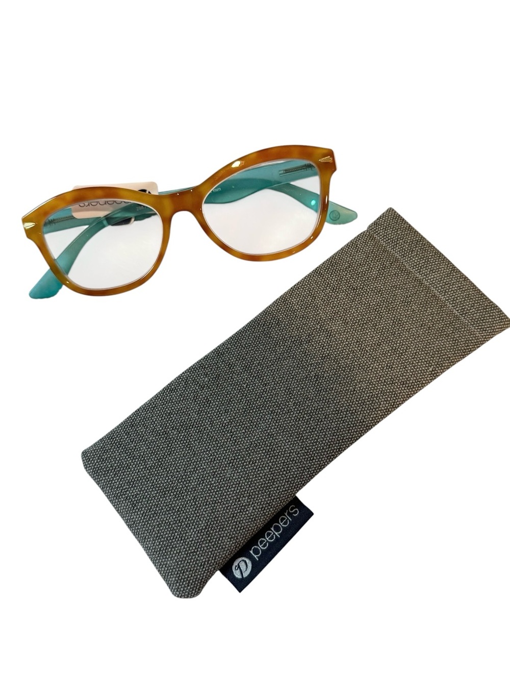 Peepers Reading Glasses Monterey Bay Honey Tortoise-Teal +3.00